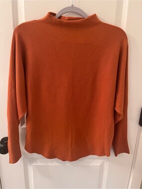 Women's Mock Neck Sweater - Rust Orange *sweater could use a good shave, pilling